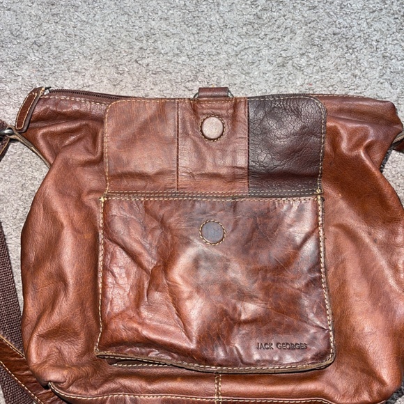 Jack Georges Brown Distressed Leather Crossbody Bag - Picture 7 of 8